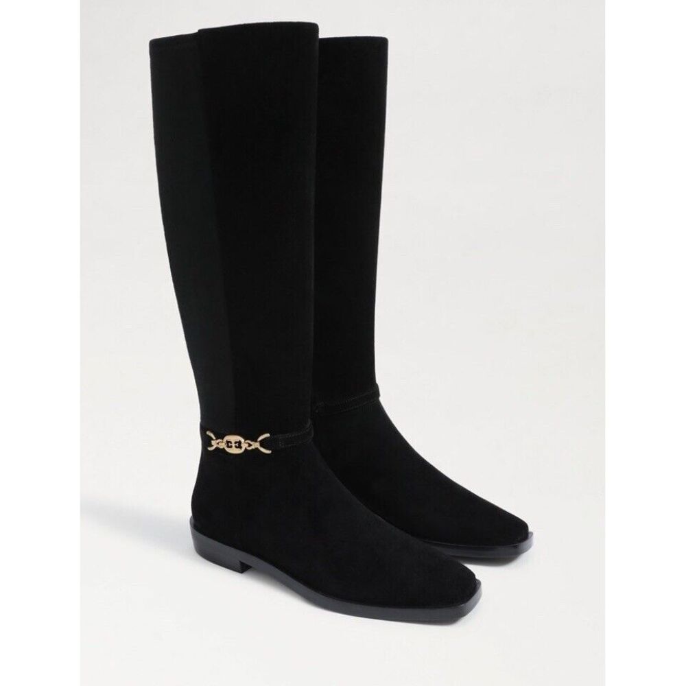Sam Edelman Clive Embellished Riding Boot Black Women's Size 10.5‎